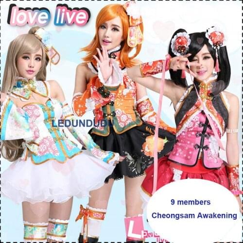 Love Live Cheongsam Awakening Minami Kotori Nico Cosplay Costume Nishikino Maki Ayase Eli Hanayo Uniform Outfit for Halloween
