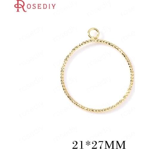 F202)10 pieces 21*27mm 24K Gold Color Brass Twisted Wire Round Circle Charms Pendants High Quality Diy Jewelry Findings