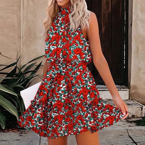 Summer Dress Fashion Women Floral Printed Halter Strapless Ruffle Bandage Dresses For Women 2021 Vestidos De Mujer Casual