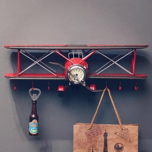 Retro Industrial Style Iron Plane Model Hanging Aircraft Pendant Bar Coffee Shop Wall Decoration Wall Hook Ornament