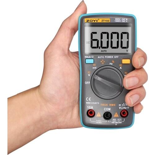 Good quality Multimeter ZT102 6000 counts Back light AC/DC Ammeter Voltmeter Ohm Frequency Diode Temperature multimetro