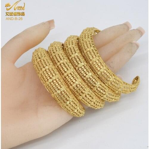 ANIID Bangle Set Bracelets Gold Plated Jewelry For Women India Cuff Luxury Wholesale Designer Copper Arabic Accessories Egyptian