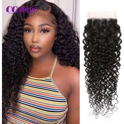 Invisible Transparent Lace Closure Only 4x4 Human Hair Cheap Lace Closure Can Be Dyed Bleached Kinky Curly Malaysian Remy Hair