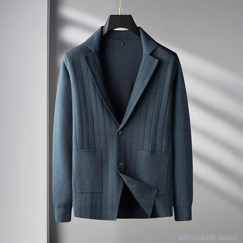 Spring and autumn new mens plus fat plus size casual suit collar knitted jacket youth trendy fat cardigan sweater 130kg7xl