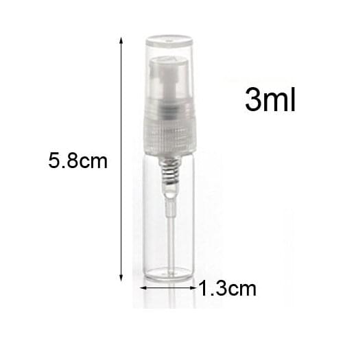 Factory Wholesale Mini 3000pcs fine mist 3ml Travel Portable Refillable Spray Atomizer Glass Empty vial Sample Perfume Bottle
