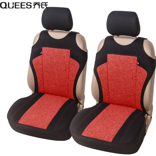 QUEES 4pcs Car Seat Cover Fabric General Auto Front Seat Salon Protective Cushion Auto Accessories Car Styling Car Goods Durable