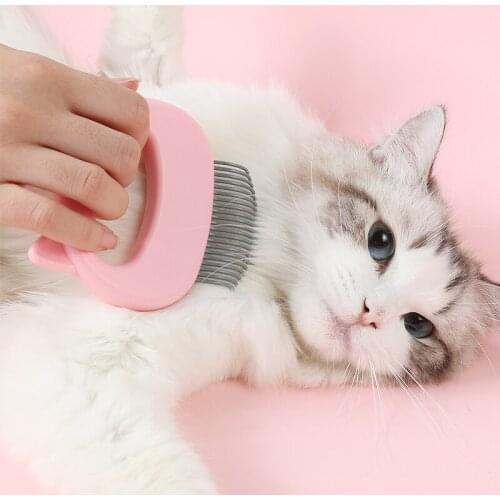 Pet comb cat massage brush shell-shaped handle pet grooming massage tool to remove loose hair suitable for small and medium pets