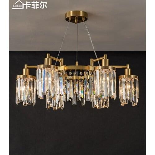 Light luxury crystal chandelier living room lamp simple high-end hall dining room bedroom lamp lighting