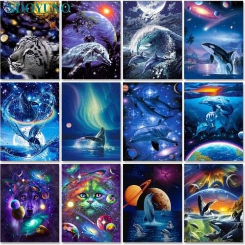 SDOYUNO Acrylic Paint By Numbers Universe Starry Sky Scenery DIY 60x75cm Oil Painting By Numbers Canvas Painting Home Decor