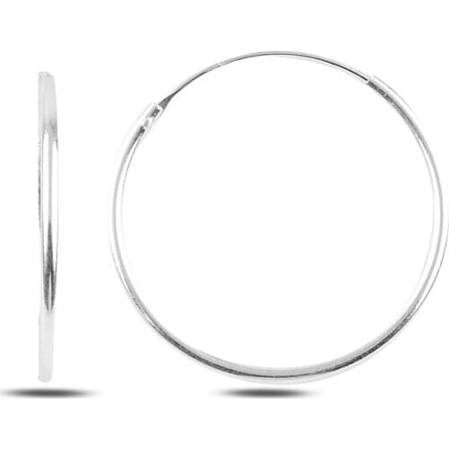 Silver 925 Sterling 25mm Simple Ring Earrings