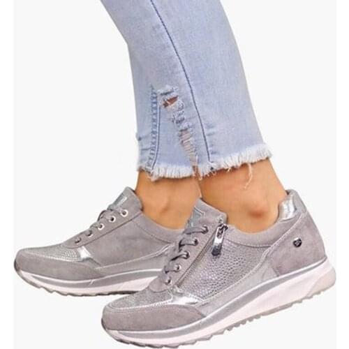 Siddons 2020 New Arrival Women Platform Sneakers Round Toe Zipper Women Casual Flats Shoes Luxury Brand Design Ladies Sneakers