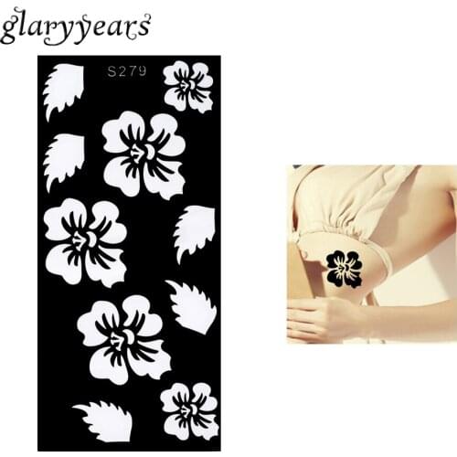 1 Piece Hollow Henna Tattoo Stencil Airbrush Painting Flower Leaf Henna Paste Drawing on Beauty Women Body Art Stencil Gift S279