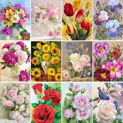 Uone New Diamond Painting 5d DIY Cross Stitch Flower Tulip Embroidery Rhinestone Kids Adult Home Offic Decoration Mystery Gift