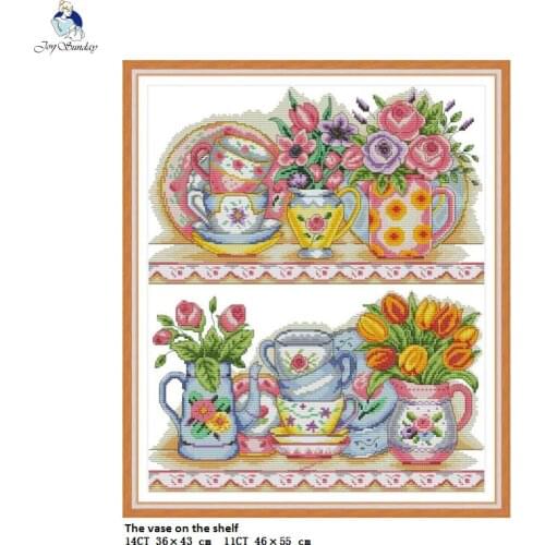 The Vase On the Shelf Counted DMC Cotton Thread 14CT 11CT Patterns Printed on Canvas Cross Stitch Needlework Embroidery Sets