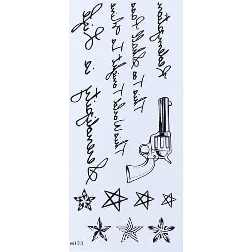 Temporary English Word Tattoo Stickers Black Letters Feather Body Art Tattoos Sticker Waterproof