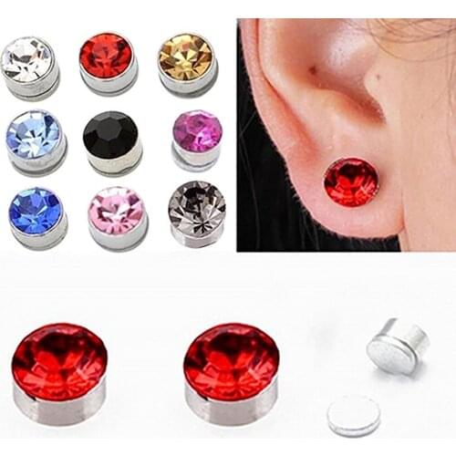 1 Pair Iron Eardrops Strong Magnetic Health Pierced Round Magnetic Iron Eardrops Earrings Gift for Women Party Jewelry Gift