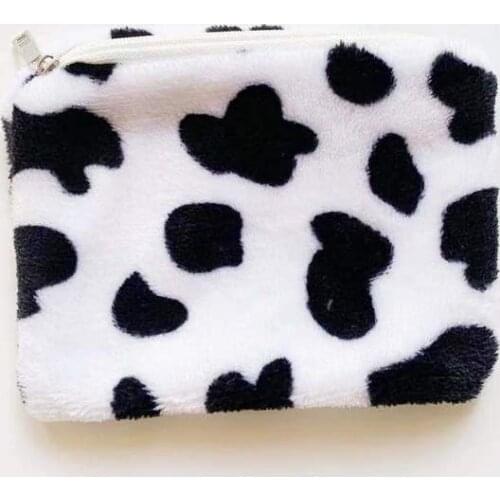 1PC Cow Pattern Plush Coin Purses Mini Coin Wallet Storage Bag Card Holder Credit ID Wallet Pocket Women Girls Female Coin Purse