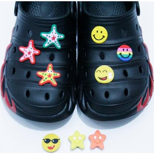 1Pc Star PVC Shoe Charms Smile Shoe Decoration Accessories Shoes Buckle For Kids Gifts Croc Jibz Diy