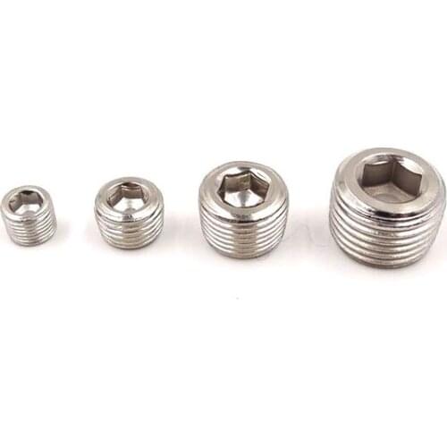 10pcs a lot thread 1/8 1/4 3/8 1/2 inch pneumatic plug inner six corners Iron plating nickel connector solenoid valve fitting