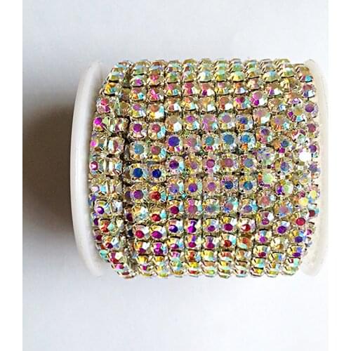 10 yards/roll crystal ab chain silver base SS6 to SS18 intensive diy beauty accessories rhinestone chain