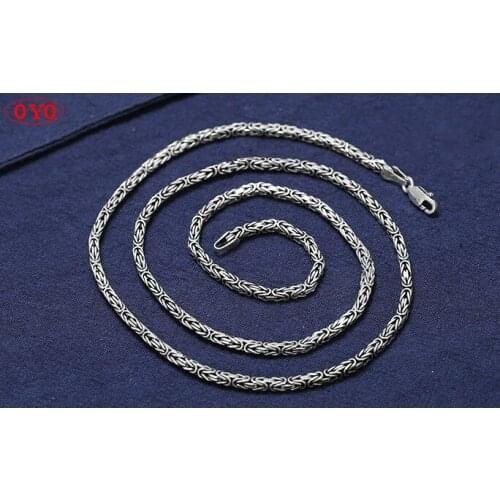 100% real S925 pure Silver Necklace for man Retro Domineering Personality Men Necklace Couples' Handmade Silver Necklace 2.5mm