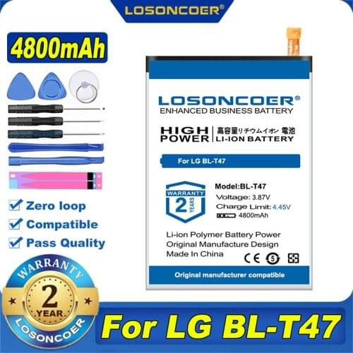 100% Original LOSONCOER NEW 4800mAh BL-T47 Battery For LG BL-T47 Mobile Phone Battery