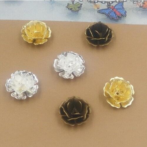 20pcs 14mm Brass Antique Bronze Silver Color Filigree Wraps Flowers Base Connectors Charms For Jewelry Making