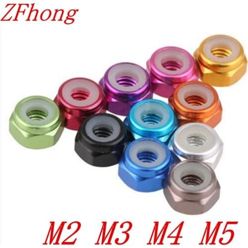 10pcs m2 m3 m4 m5 Anodized Multi-color Colourful Aluminum Alloy Nylon Lock Nut