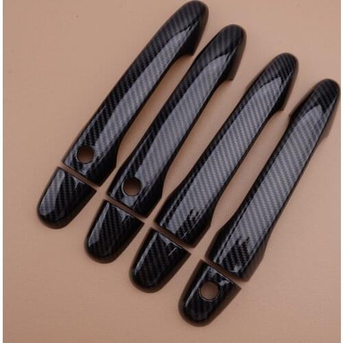 8Pcs/Set Carbon Fiber Style Exterior Door Handle Cover Trim W/ Smart Keyhole Fit for Honda CRV CR-V 2012-2016 Civic 2012-2015