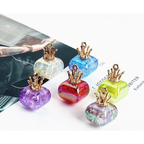 Multicolors Rhinestone Crystal Gold Plated Pendant Charms Necklace Accessories Supplies for Jewelry Diy Handmade Material 8pcs