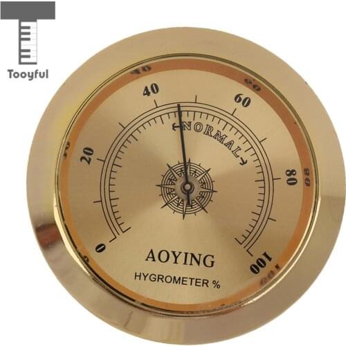 Tooyful Acoustic Guitar/ Violin /Ukulele Metal Hygrometer Moisture Meter Humidity Monitor Golden Finishing