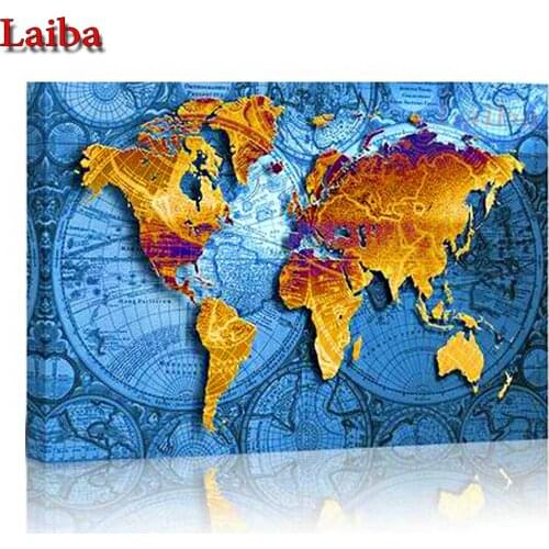 World Map full Diamond Painting Full Square round DIY Diamond Mosaic 3D Embroidery Beads Cross Stitch Kits Office decoration art