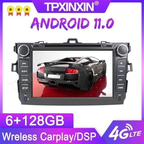 Android 11.0 6+128G For Toyota Corolla 2007-2013 GPS Car Multimedia Player Headunit Audio Radio Navigtion Tape Recorder