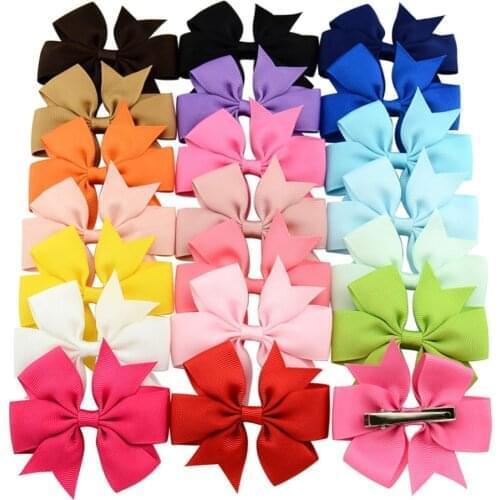 1Piece 2.44 inches Boutique Solid Grosgrain Ribbon Bows With Clips For Girls Children Hair Bows Hairpins Kids Hair Accessories