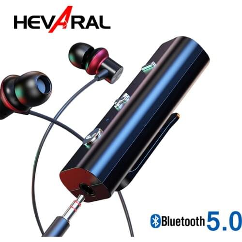 HEVARAL Wireless Bluetooth 5.0 Receiver With Sport Clip For Headphone Speaker Stereo Music With Microphone Hands-Free 3.5mm Jack