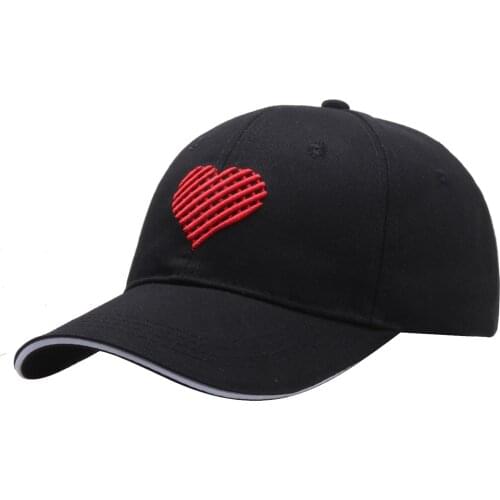 Womens Red Heart Baseball Caps For Men Boy Girls 2021 Unisex 3D Embroidery Black Outdoor Snapback Cap Summer Hip Hop Dad Hat
