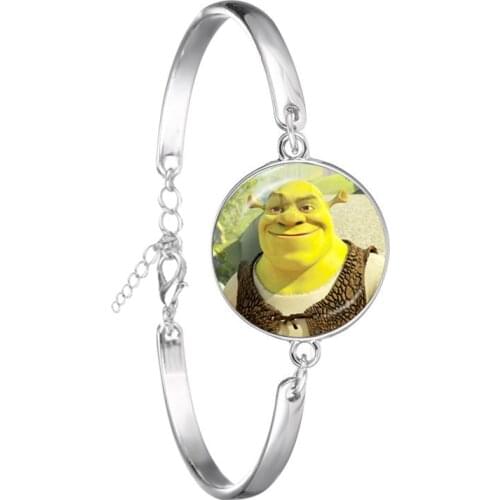 New Arrival Fashion Cartoon Shrek Bracelet Glass Cabochon Chain Bangle Jewelry For Women Girls Birthday Gift