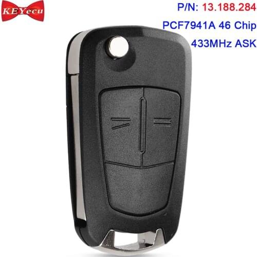 KEYECU for Opel for Vauxhall Corsa D 2007 2008 2009 2010 2011 2012 2013 2014 Remote Key Fob 433MHz 46 Chip P/N: 13.188.284