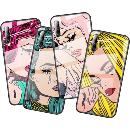 Tempered Glass Cover Crying Comic Girl For Xiaomi Mi 11 11i 10T CC9E CC9 9T Note 10 Ultra Pro Lite 5G Phone Case