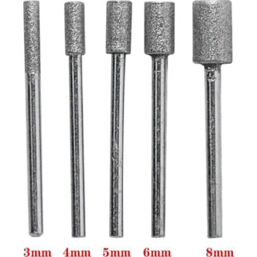 5Pc/Set 3-8mm Cylindrical Diamond Grinding Heads Tools For Granite Diamond Grinding Wheel For Dremel Rotary Tool Accessories