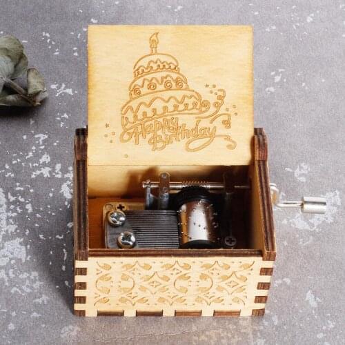 Hand Crank Wooden Music Box Jurassic Park Halloween You Are My Sunshine Birthday Gifts Christmas Gift 52 Styles