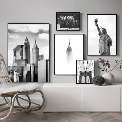 Black and White Canvas Paintings New York City Statue of Liberty Posters and Prints Wall Art Picture for Living Room Home Decor