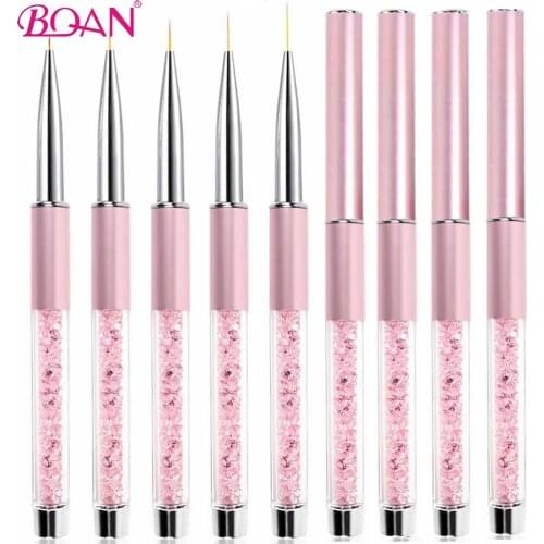 BQAN 5/7/9/11/12/15mm Nail Brush Rhinestone Handle Drawing Liner Painting Pen Nail Art Brush Decoration Draw Tips Manicure Tools
