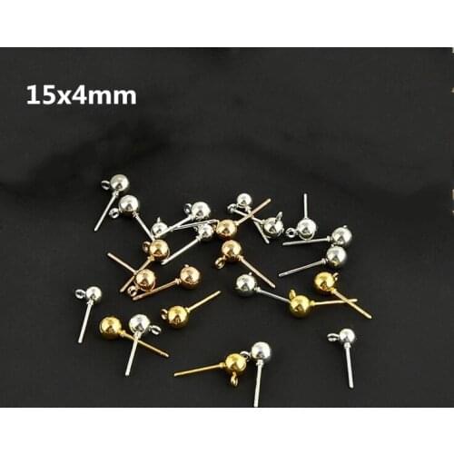 Hot 200pcs/Lot 15x4mm Gold Silver Round Ball Hanging Hook Women Fashion Earrings For Diy Jewelry Making Earrings Accessories