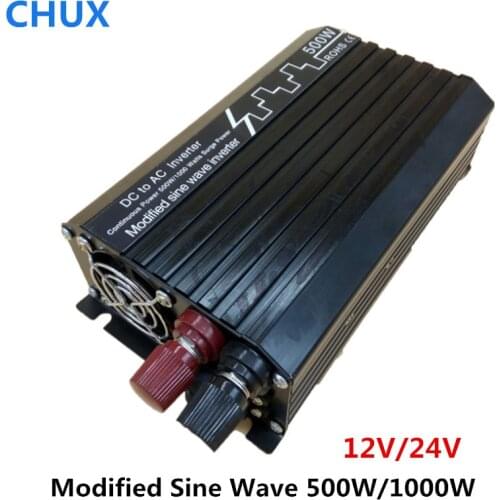 Modified Sine Wave Inverter 500W Off grid DC 12V 24V to AC 110V 220V Smart Series Solar 500W Surge Power 1000W Power Inverter