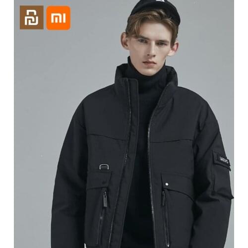 Youpin mijia mens tooling stand-collar down jacket 90% white duck down jacket with 3 layers of three-dimensional pockets