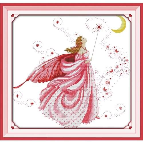 Only Love Angel Fairy Counted Cross Stitch Kits DMC 14CT 11CT Character Patterns Printed Canvas Embroidery Sets Threads Crafts