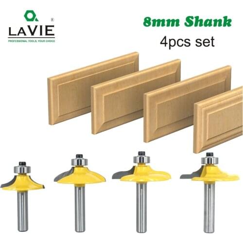 LAVIE 4pcs 8mm 12mm 1/2 Shank Drawer Router Bit Set Round Over Beading Edging Mill Wood Milling Cutter Carbide Woodwork MC02181