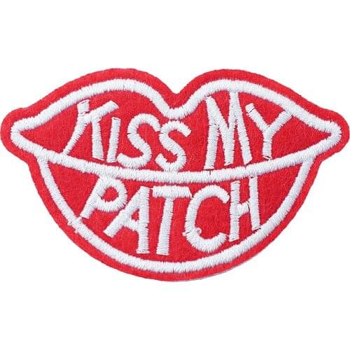 KISS MY PATCH (Size:4.3x7.3cm) Iron On Patch Sewing On Embroidered Applique Sewing Clothes Stickers Garment Apparel Accessories