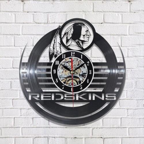 New Art CD Vinyl Record Wall Clock Redskins Black Horloge Murale Reloj De Pared Decor Home Design